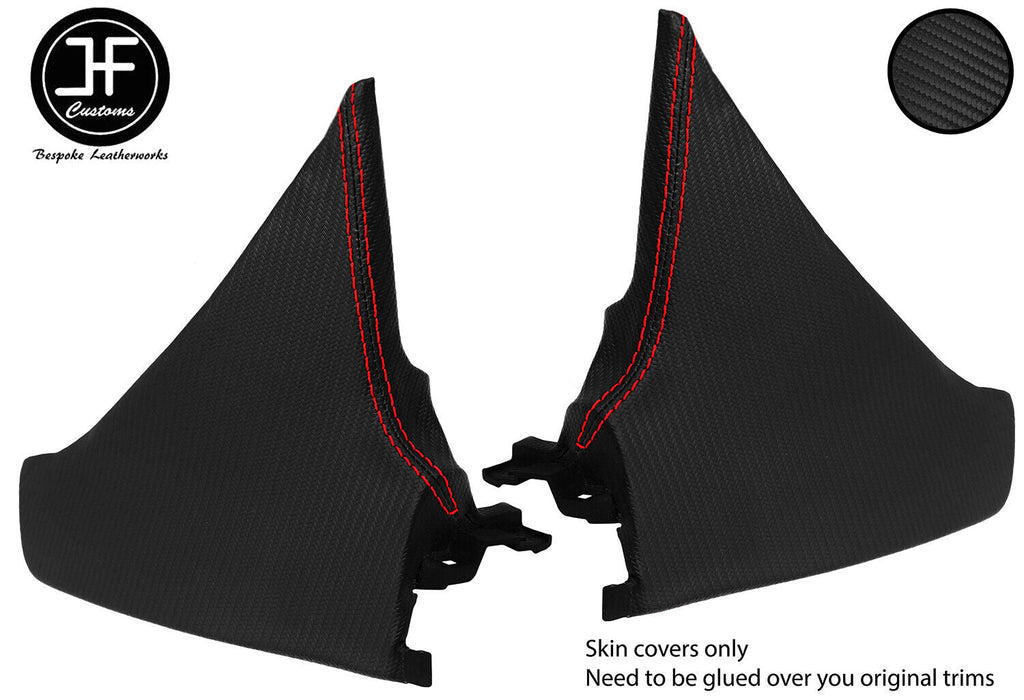 RED STITCH 2X TRIANGLE CONSOLE SIDE TRIM CARBON VINYL COVER FOR MAZDA MX5 MK3