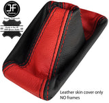 BLACK & RED TOP GRAIN REAL LEATHER MANUAL GEAR GAITER FITS FORD FOCUS 14-18