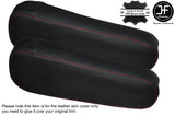 RED STITCH 2X SEAT ARMREST LEATHER COVERS FITS HONDA CRV CR-V 1995-2002