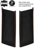 RED STITCH 2X LOWER B PILLAR REAL SUEDE COVERS FOR RANGE ROVER SPORT 05-13