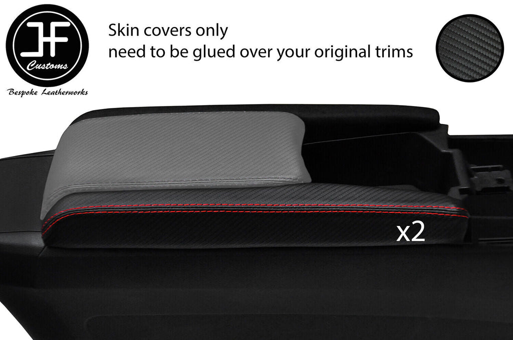 RED STITCH 2X CONSOLE SIDE TRIM CARBON VINYL COVER FOR HONDA CIVIC MK10 17-19