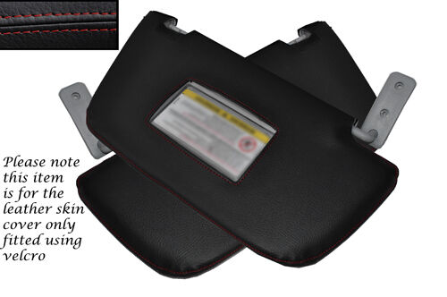 RED STITCH 2X SUN VISORS LEATHER SKIN COVERS FITS MERCEDES VANEO 2002-2005