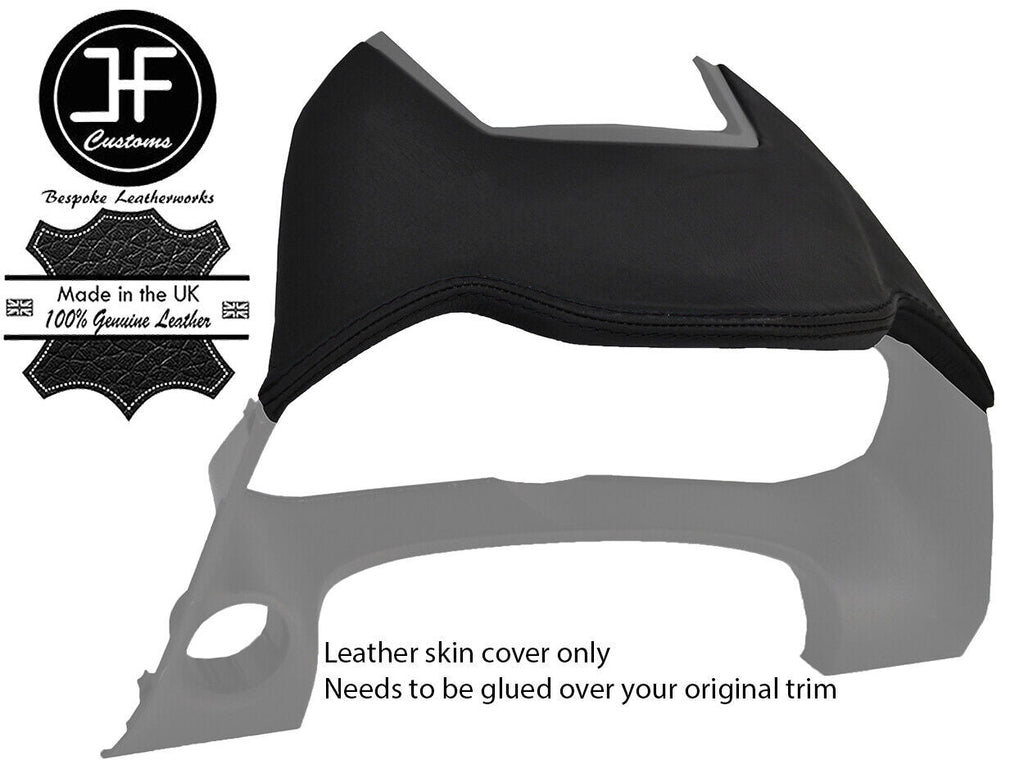 BLACK STITCH SPEEDO GAUGE HOOD REAL LEATHER COVER FITS MAZDA 3 2014-2016