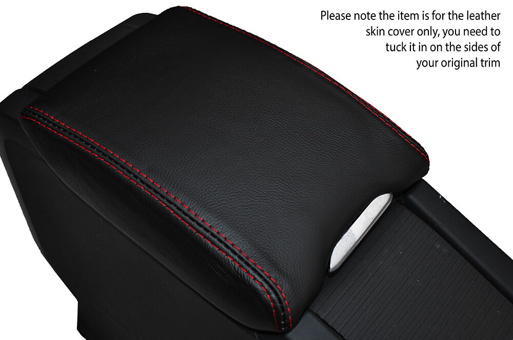 RED STITCH LEATHER ARMREST SKIN COVER FITS VOLVO S60 MK2 2010-2015 CUSTOM NEW