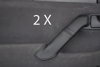 black stitch FITS VW LUPO 98-05 2X FRONT DOOR HANDLE LEATHER COVERS CUSTOM NEW