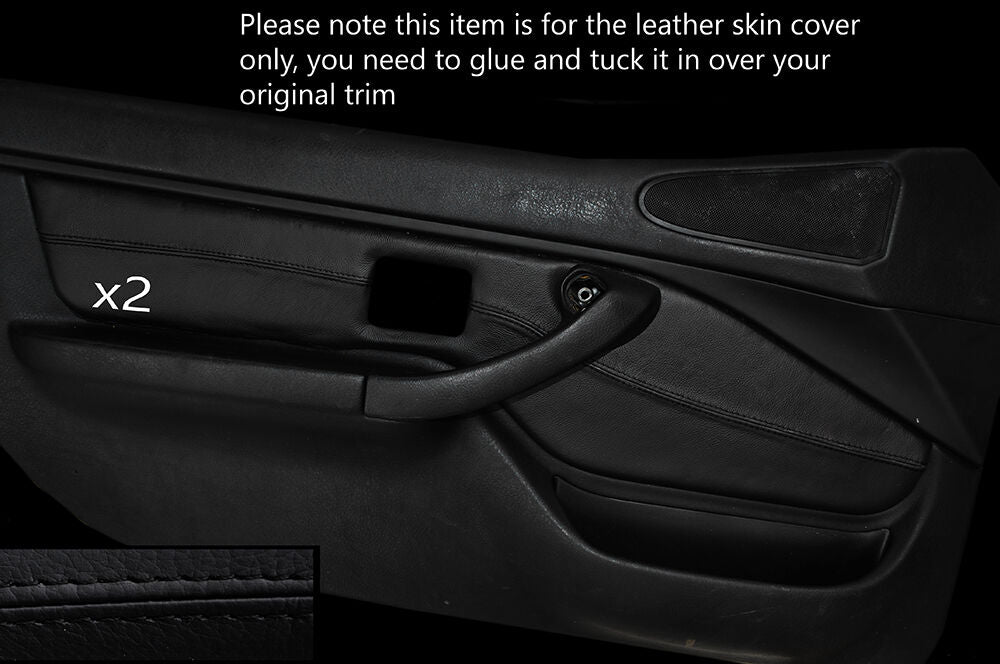 BLACK STITCHING 2X FRONT DOOR CARD TRIM SKIN COVER FITS BMW Z3 1995-2004