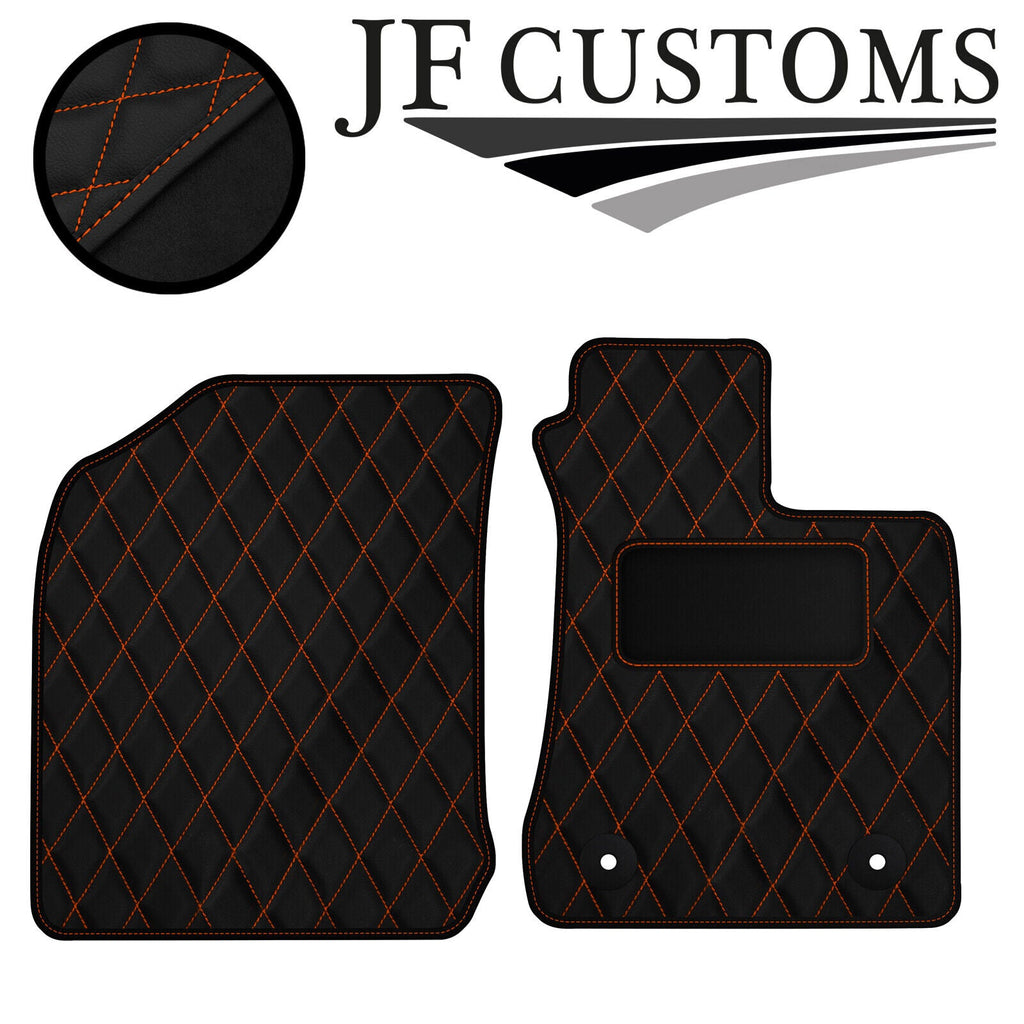 ORANGE DIAMOND STITCH VINYL 2X TAILORED FLOOR CARPET FOR TOYOTA HILUX 11-17 JF1