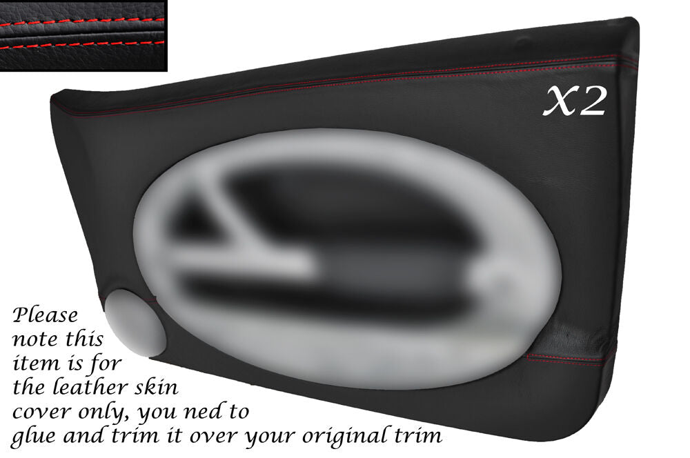 RED  STITCH 2X OUTER DOOR TRIM LEATHER COVERS FITS BMW MINI COOPER ONE S 01-06