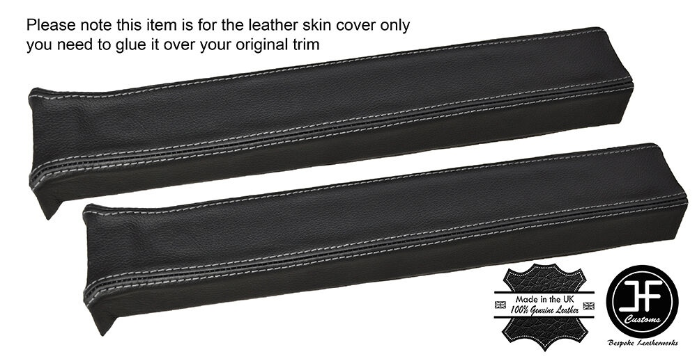 GREY STITCH 2X UPPER B PILLAR LEATHER COVERS FITS LAND ROVER DEFENDER 90 110