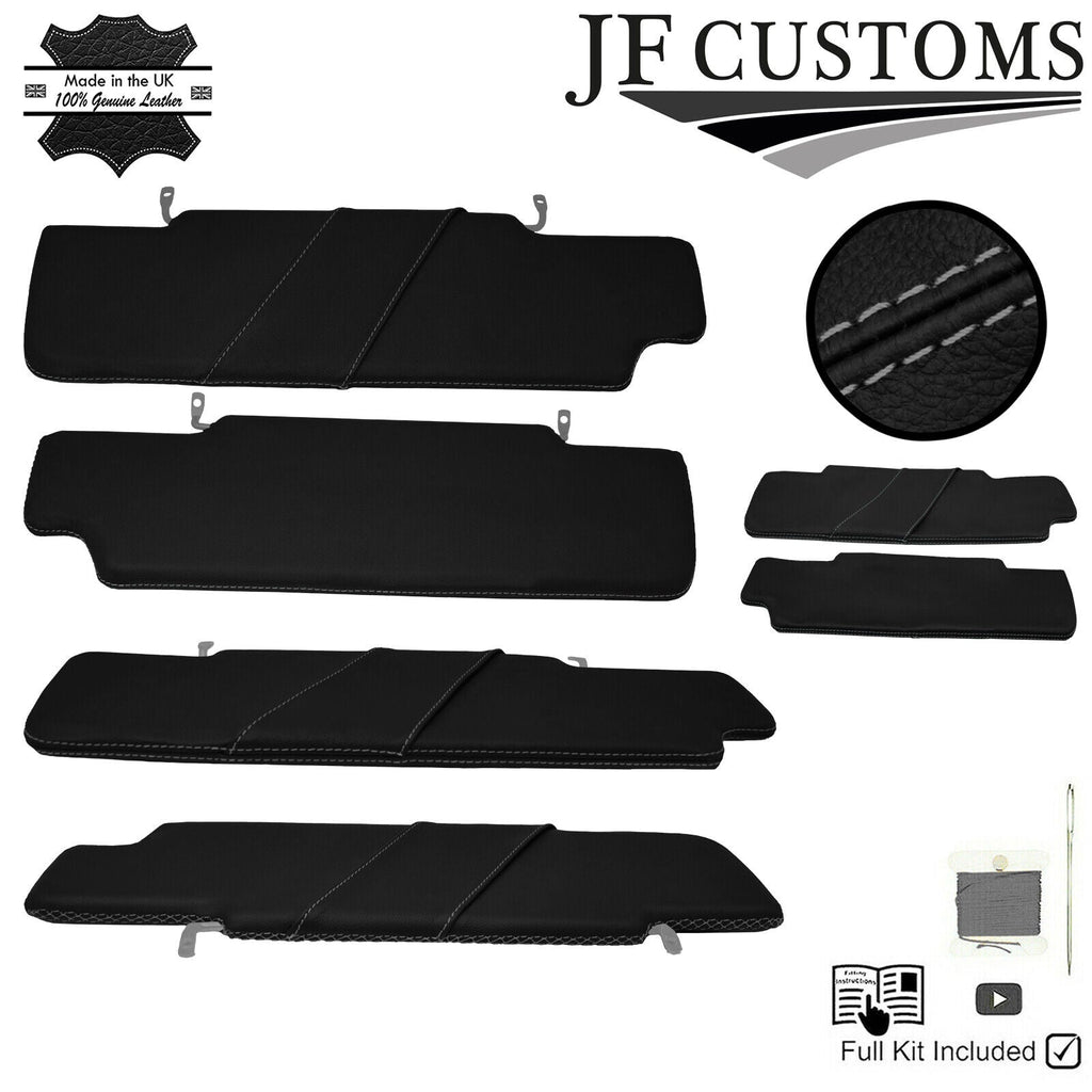GREY CROSS STITCH 2X SUN VISORS LEATHER COVERS FITS LAND ROVER DEFENDER 07-14