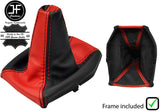 BLACK & RED LEATHER GEAR GAITER + PLASTIC FRAME FOR FORD FIESTA MK9 2013-2019