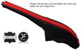 BLACK & RED LEATHER HANDBRAKE GAITER FITS FORD TRANSIT CUSTOM 2013-2016