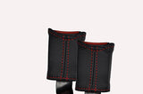 red stitch FITS PEUGEOT 205 1983-1998  FRONT SEAT BELT STALK LEATHER COVERS