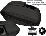 BLACK STITCH 2X SINGLE CUP ARMREST LID LEATHER COVERS FITS AUDI Q7 2007-2015