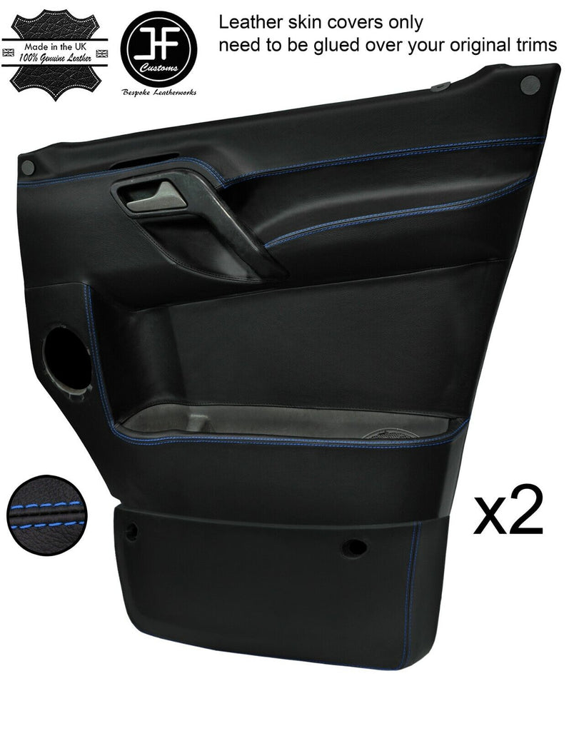 BLUE STITCH 2X FULL DOOR CARD LEATHER COVERS FOR MERCEDES SPRINTER W906 06-15