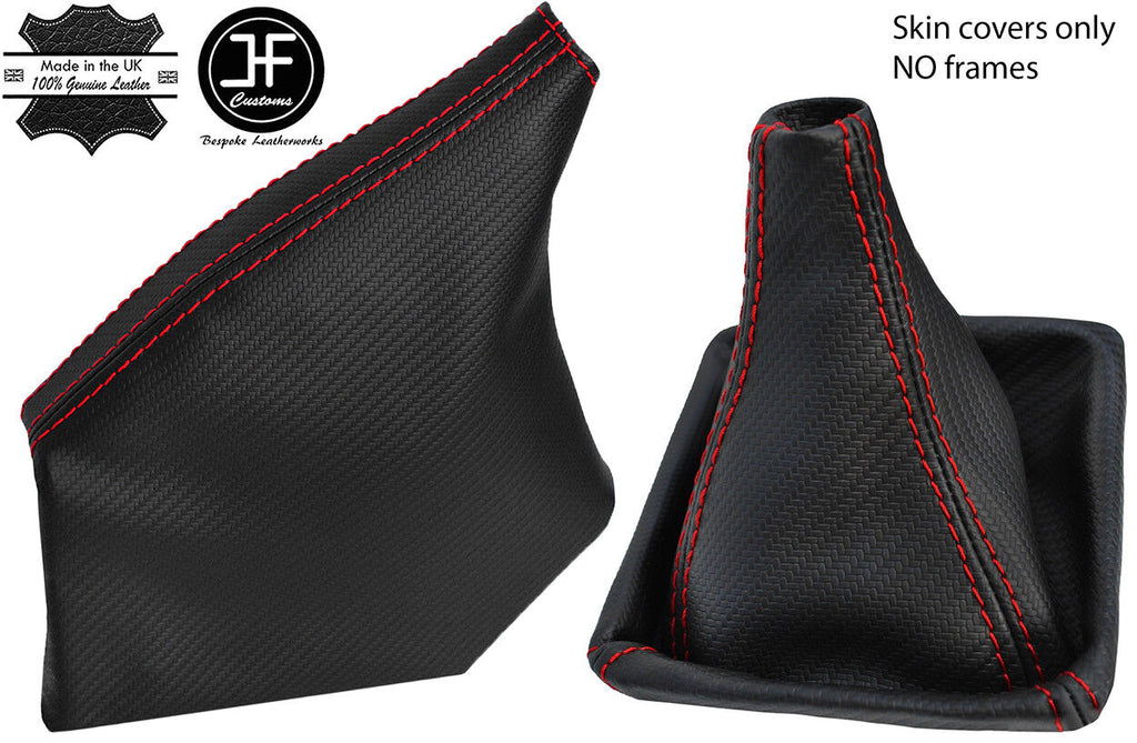 RED STITCH CARBON FIBER VINYL GAITER SET FOR SUBARU IMPREZA WRX STI 2008-2014