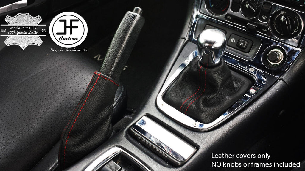RED STITCH REAL LEATHER GEAR HANDBRAKE GAITER FITS MAZDA MX5 MIATA MK2 98-00