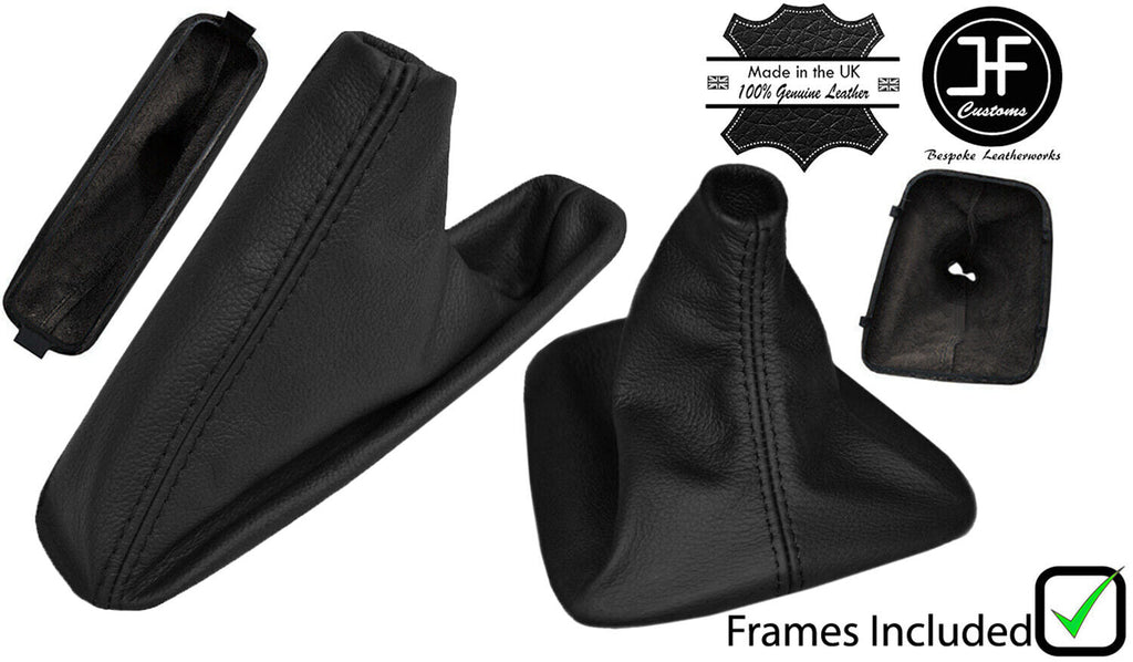 BLACK LEATHER MANUAL GAITER SET +PLASTIC FRAMES FOR BMW 3 E36 1991-1999