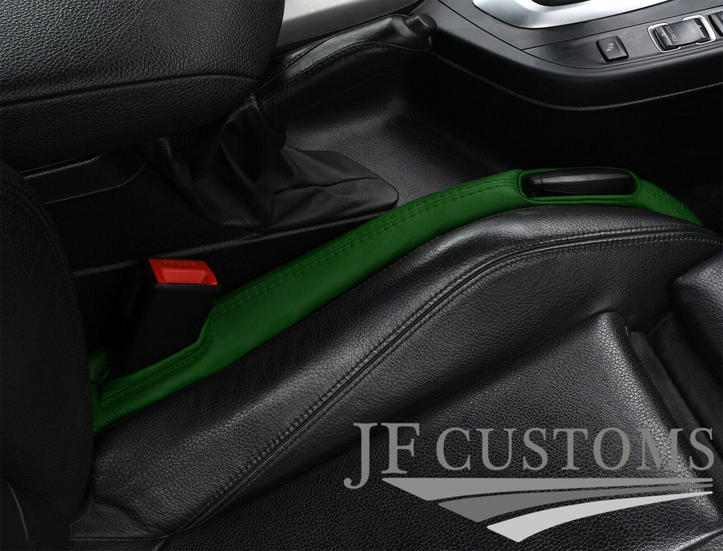 DGREEN LEATHER 2X SEAT BELT STALK TALL COVERS FOR LAND ROVER FREELANDER 2 06-14