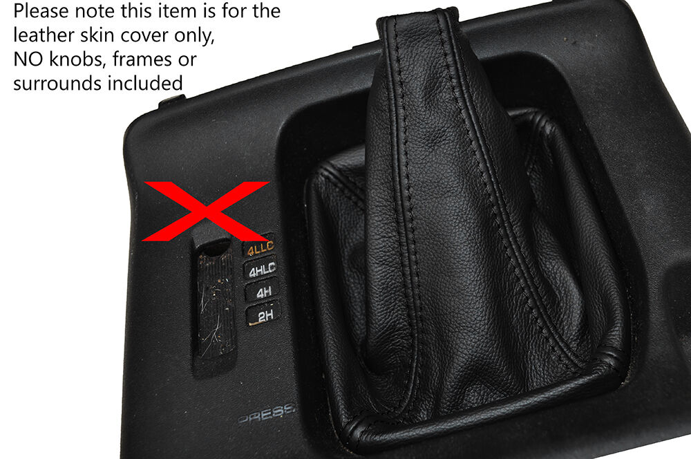 BLACK STITCHING MANUAL LEATHER GEAR GAITER FITS MITSUBISHI SHOGUN MK3 2000-2006