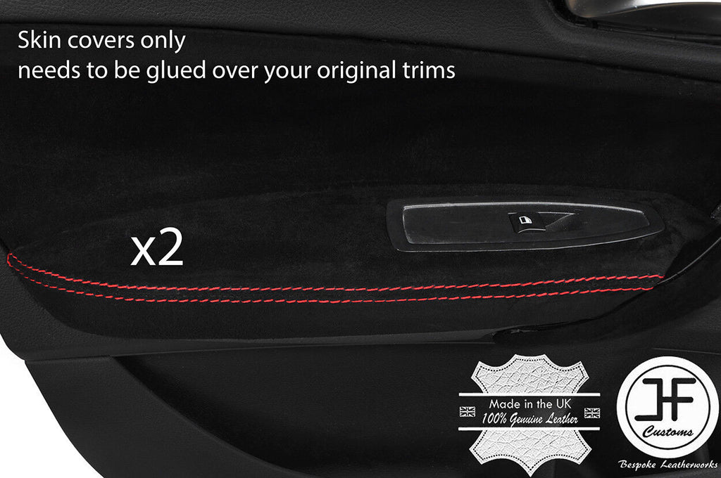 RED STITCHING 2X FRONT DOOR ARMREST SUEDE COVER FOR BMW F20 F21 2011-2017