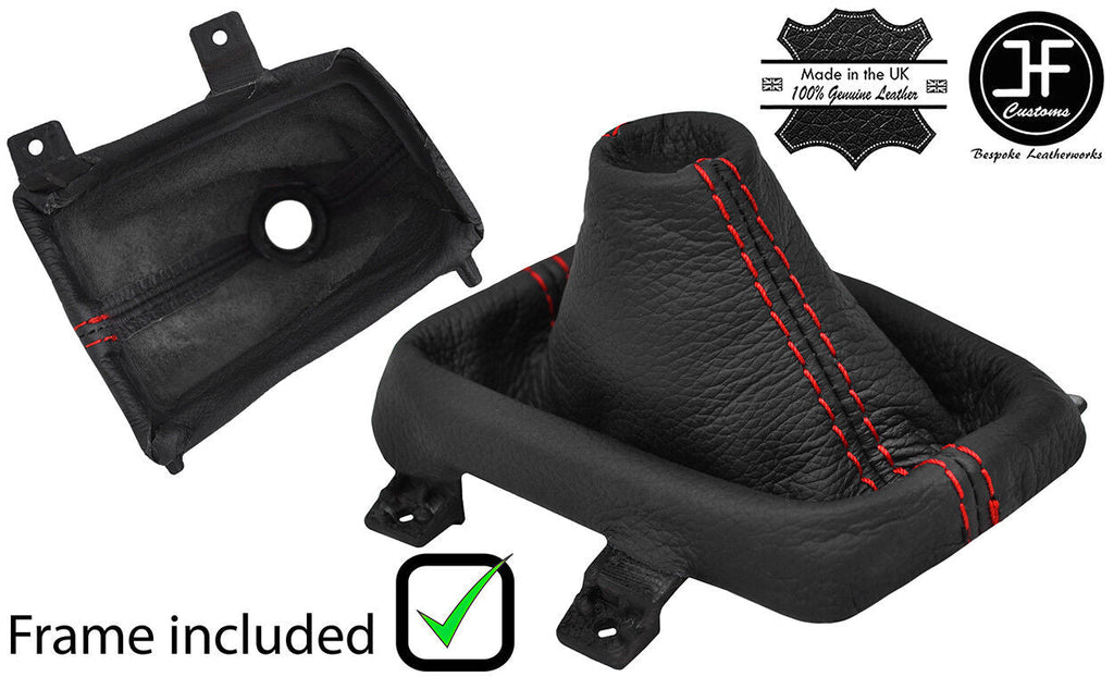 RED STITCH LEATHER AUTOMATIC GEAR GAITER+PLASTIC FRAME FITS MAZDA CX3 15-18