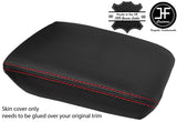 RED STITCH CARBON FIBER VINYL ARMREST LID COVER FITS AUDI A4 B9 2015-2017