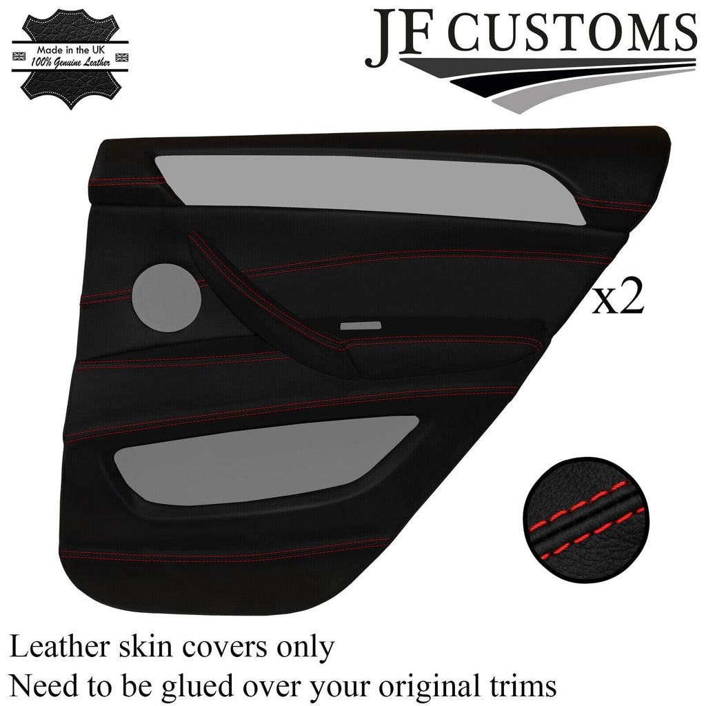 RED STITCH LEATHER 2X REAR DOOR CARD COVERS FOR BMW X6 E71 E72 2007-2014