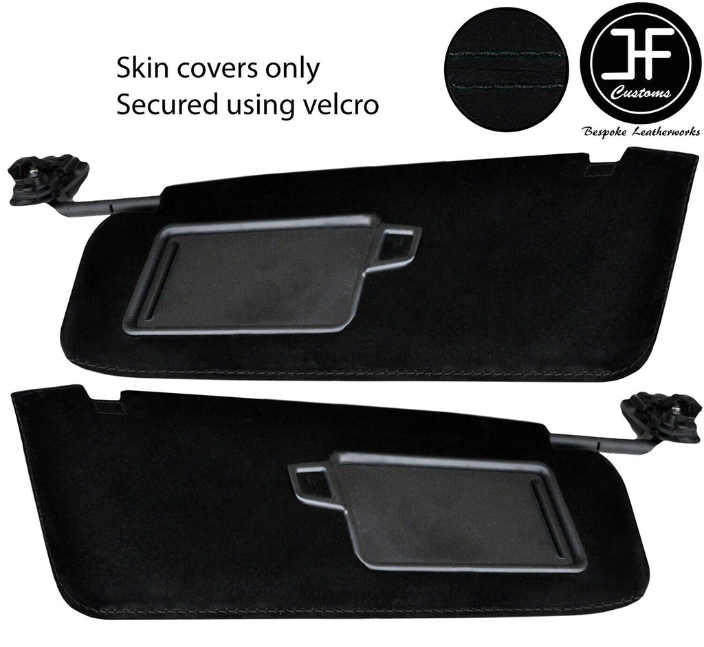 BLACK STITCHING 2X SUN VISORS SUEDE COVERS FITS KIA STINGER 2017-2019 CUSTOM NEW