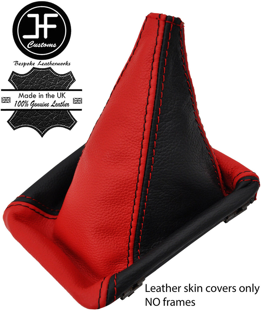 BLACK & RED TOP GRAIN LEATHER GEAR GAITER FOR VW GOLF MK1 RABBIT JETTA CABRIO