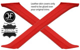 RED REAL LEATHER 2X A POST PILLAR COVERS FITS RANGE ROVER P38 1994-2002