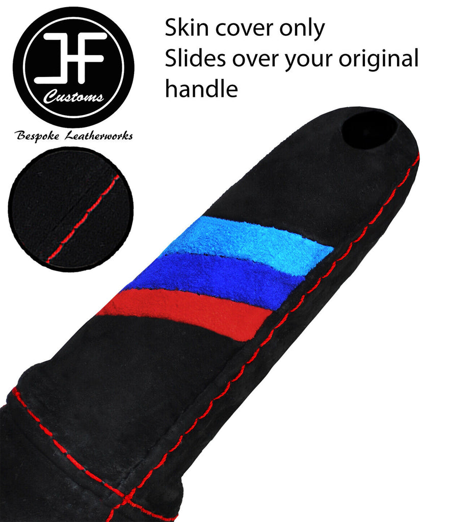 RED STITCH TRI STRIPE SUEDE HANDBRAKE HANDLE COVER FITS BMW Z4 E85 E86 02-08