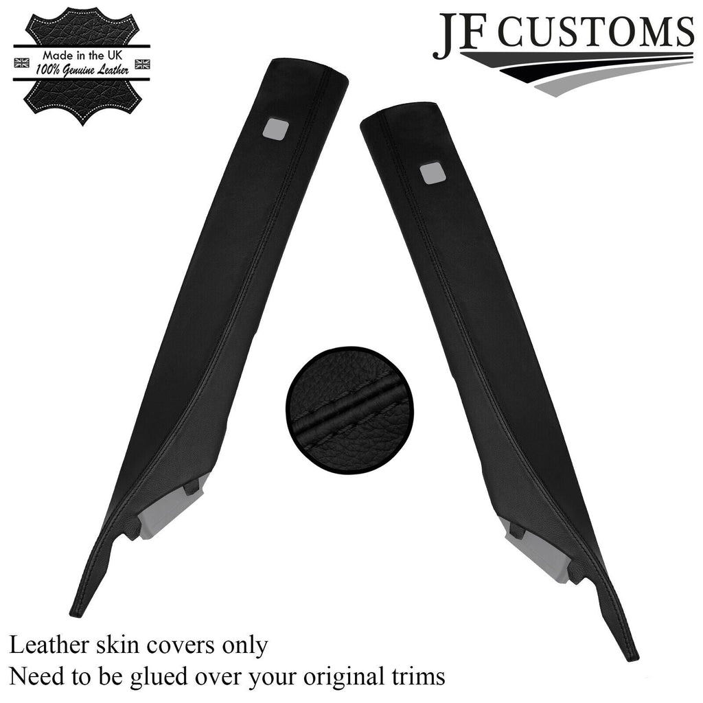 FOR RANGE ROVER SPORT L494 13-21 BLACK STITCH LEATHER 2X FRONT A-PILLAR COVER