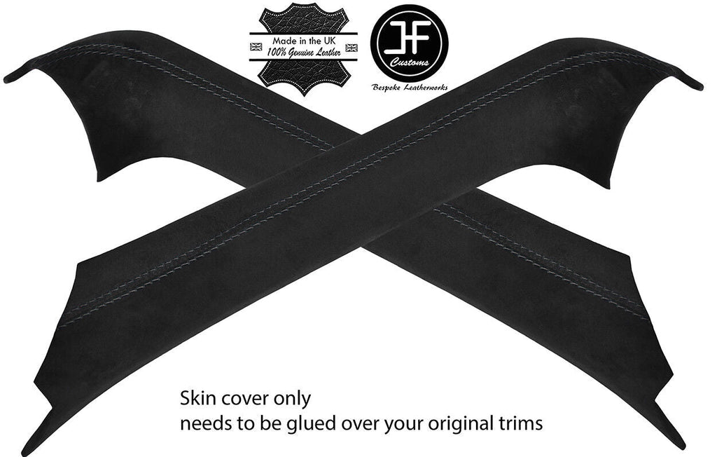 BLACK STITCHING 2X A PILLAR SUEDE COVERS FOR PORSCHE BOXSTER 986 96-04 STYLE 2