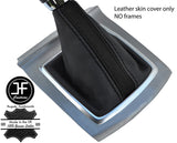 BLACK & BLACK STRIPE TOP GRAIN LEATHER GEAR GAITER FOR FORD FOCUS MK2 2008-2011