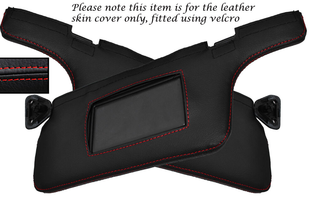 RED STITCH 2X SUN VISORS LEATHER SKIN COVERS FITS NISSAN 200SX S15 1999+