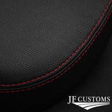 RED STITCHING 2X HEADREST LEATHER COVERS FITS JAGUAR E TYPE SERIES 2 CUSTOM NEW