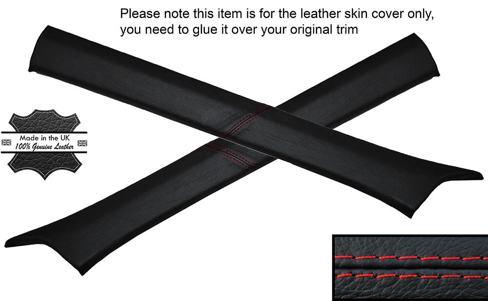 RED STITCH 2X A POST PILLAR SKIN COVERS FITS MERCEDES W124 E CLASS 83-95