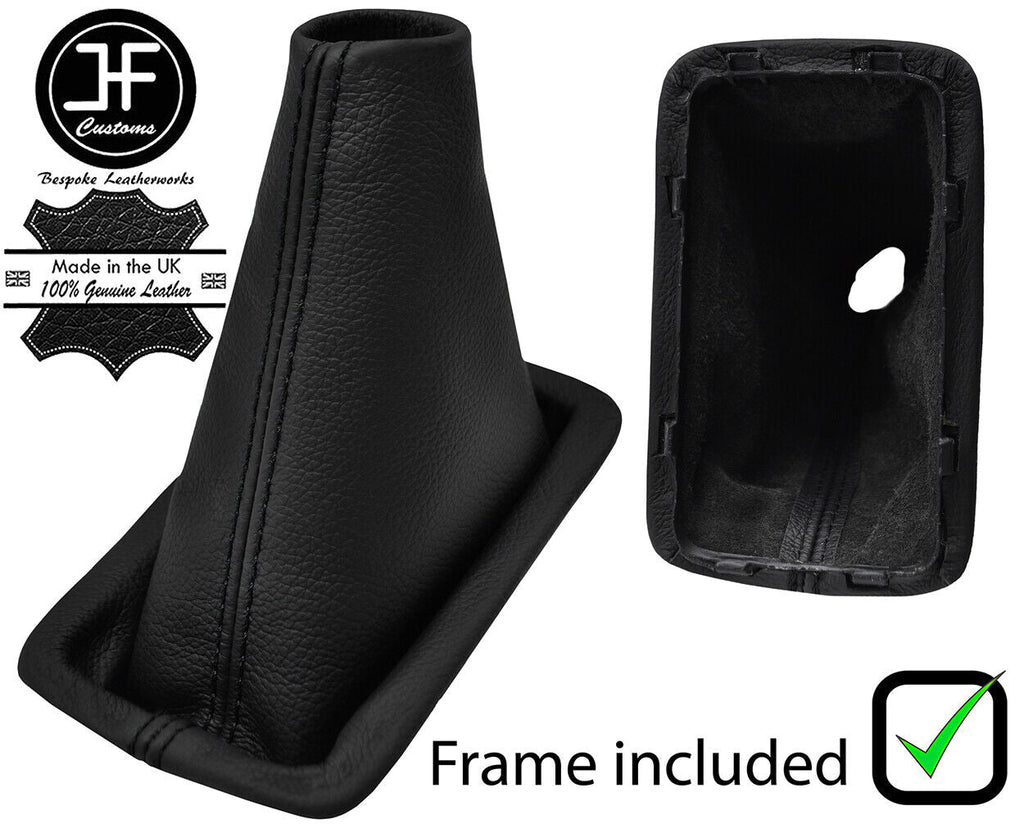 BLACK STITCH LEATHER GEAR GAITER+PLASTIC FRAME FOR TOYOTA COROLLA T-SPORT 01-07