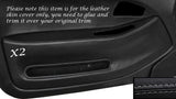 GREY STITCH 2X FRONT DOOR CARD TRIM SKIN COVERS FITS HONDA CIVIC COUPE 92-95