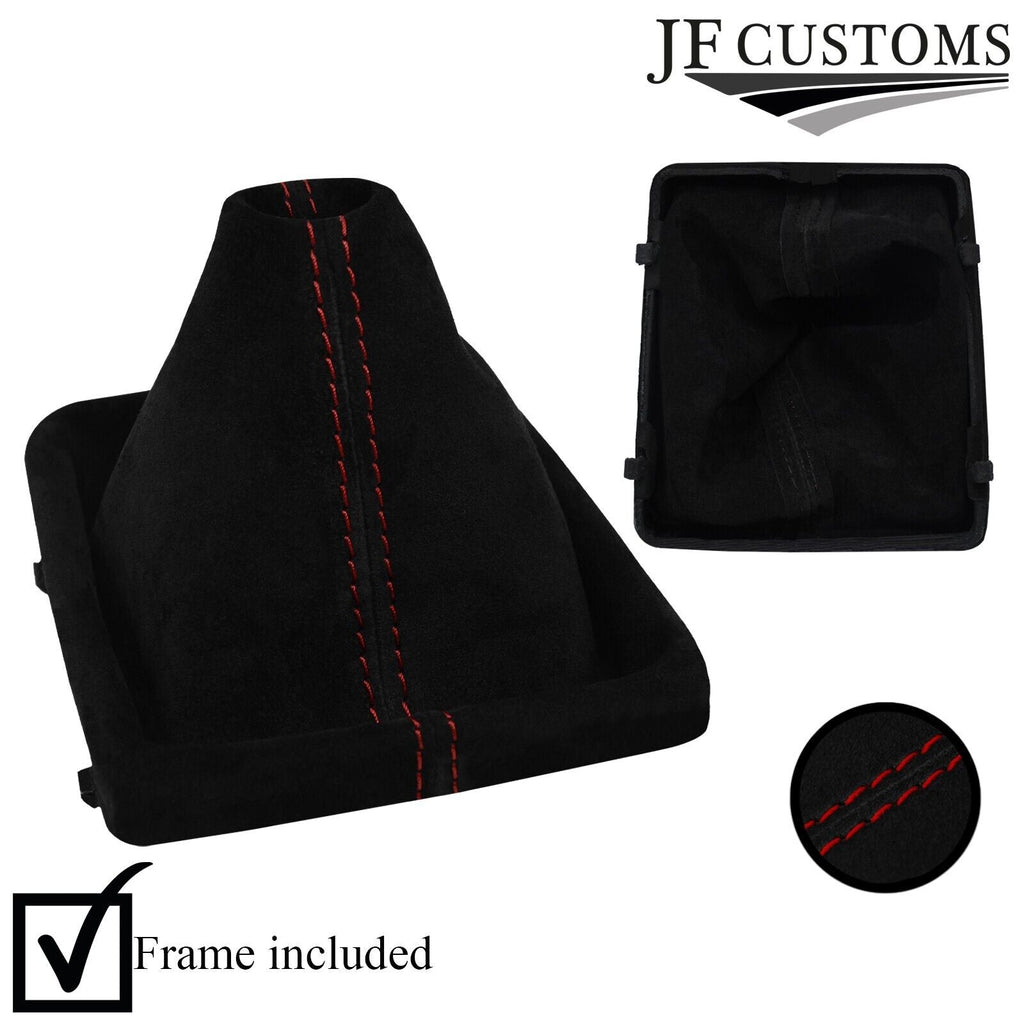 D RED STITCH MANUAL SUEDE GEAR GAITER COVER+PLASTIC FRAME FOR AUDI Q2 16-22