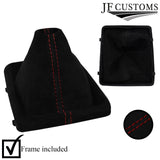 D RED STITCH MANUAL SUEDE GEAR GAITER COVER+PLASTIC FRAME FOR AUDI Q2 16-22