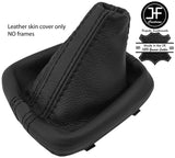 BLACK & BLACK STRIPE TOP GRAIN  LEATHER MANUAL GEAR GAITER FITS AUDI A1 11-17