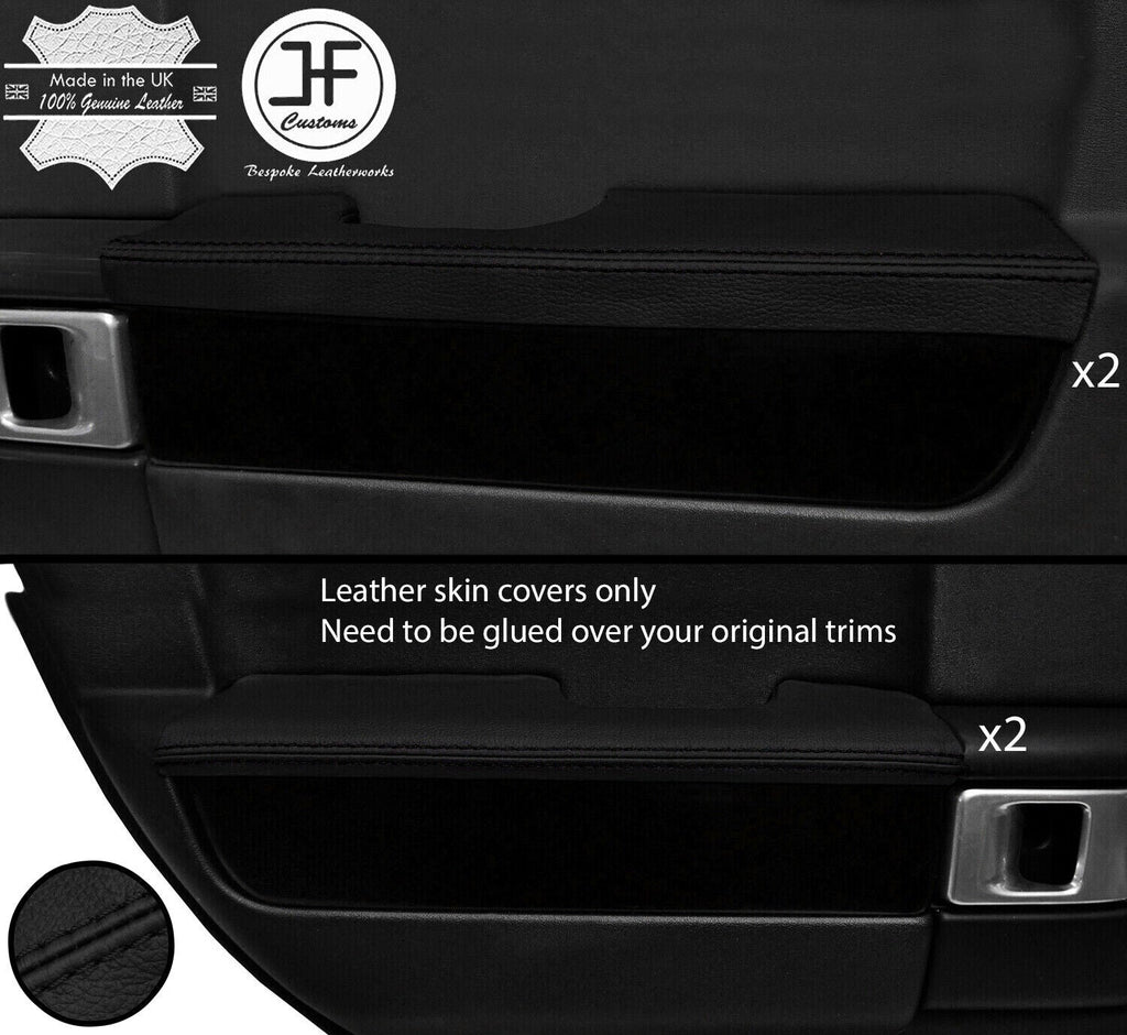BLACK STITCH 4X DOOR ARMREST LEATHER COVERS FITS RANGE ROVER VOGUE 2006-2012