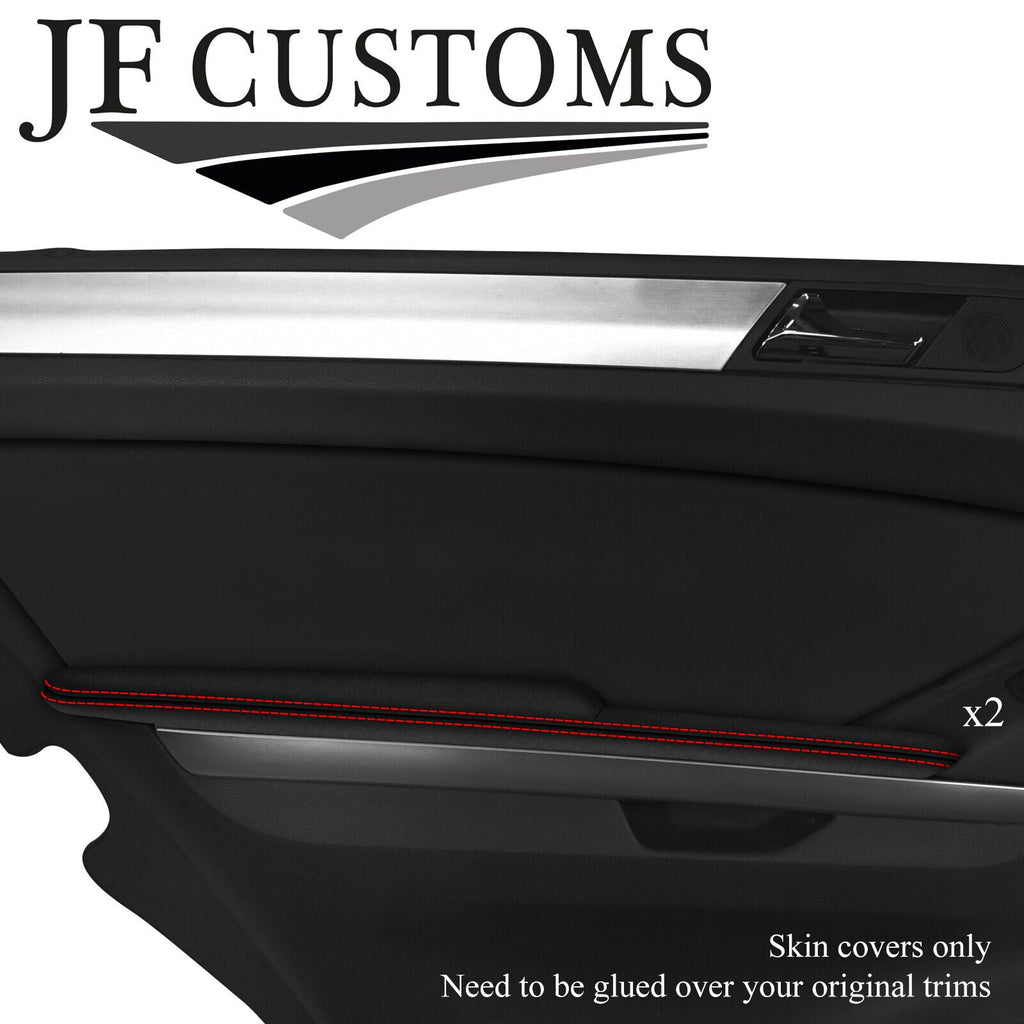 RED STITCH D GREY SUEDE 2X REAR DOOR ARMREST COVER FOR MERCEDES ML W164 05-11