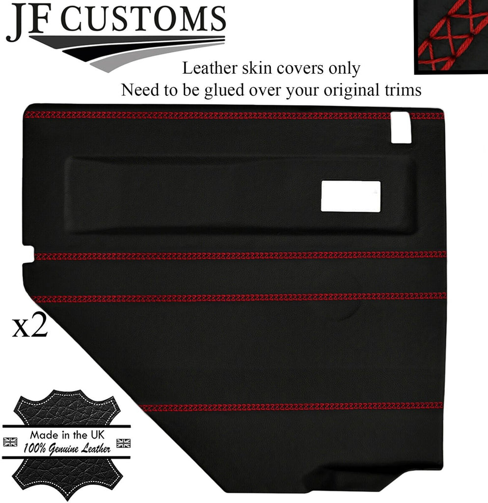 RED LUX-STITCH LEATHER 2X REAR DOOR COVERS FOR LAND ROVER DEFENDER  110 STYLE2
