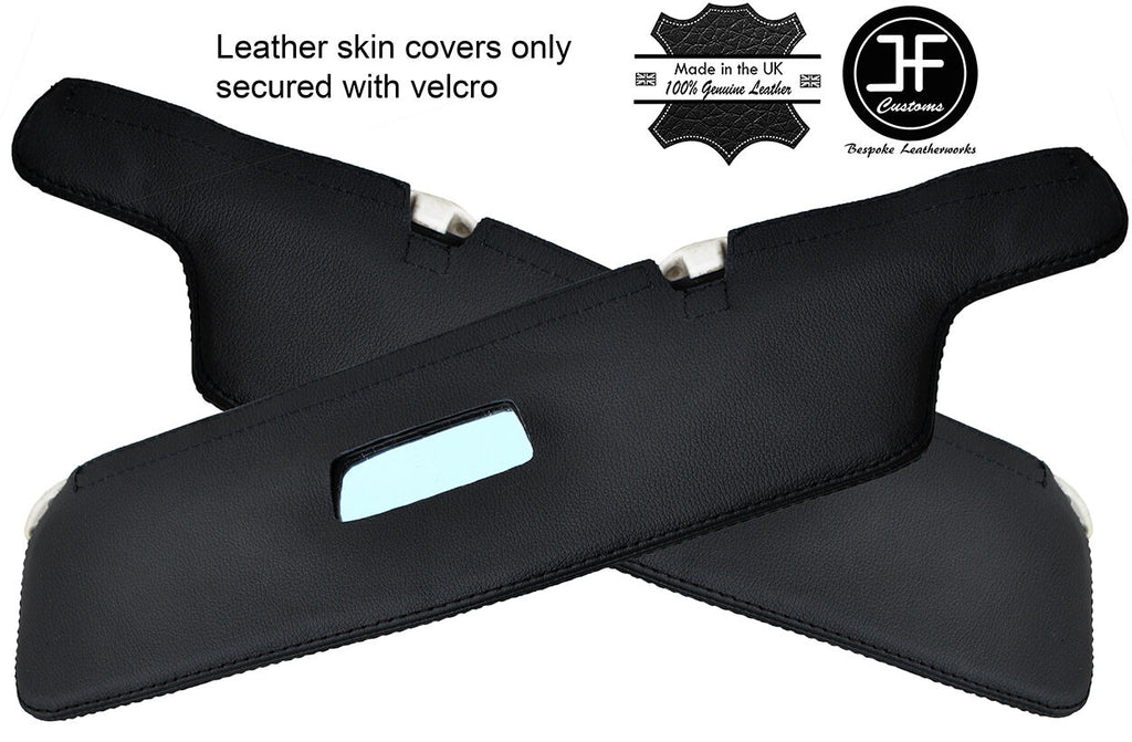 BLACK STITCHING 2X SUN VISORS LEATHER COVERS FITS BMW 5 SERIES E12 1972-1981