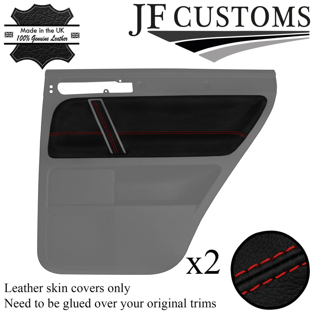 D RED STITCH 2X REAR DOOR CARD TRIM + HANDLE COVERS FOR VW TOUAREG 02-11 JF1