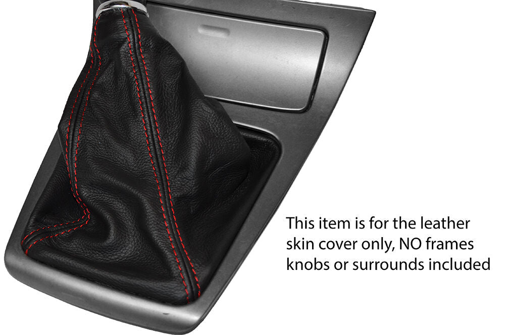 RED STITCHING MANUAL LEATHER SKIN GEAR GAITER FITS SUBARU FORESTER 2003-2008