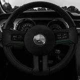 GREEN STITCH LEATHER COVERED STEERING WHEEL TRIMS+FRAMES FOR FORD MUSTANG 10-14